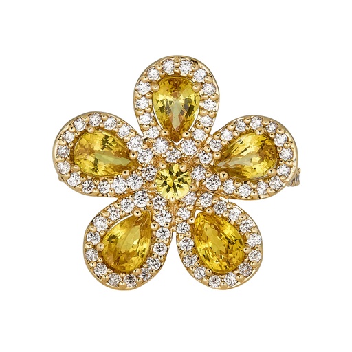 Yellow Gold Classic Flower Ring - Yellow Sapphire