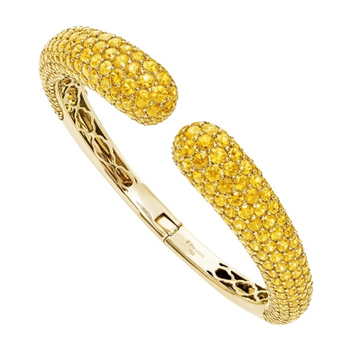 [B2999-Y] Yellow Gold Dome Bangle - Yellow Sapphire