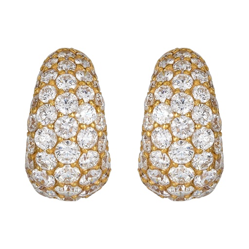 [E5406-DIA/YG] Yellow Gold Dome Huggie Earring