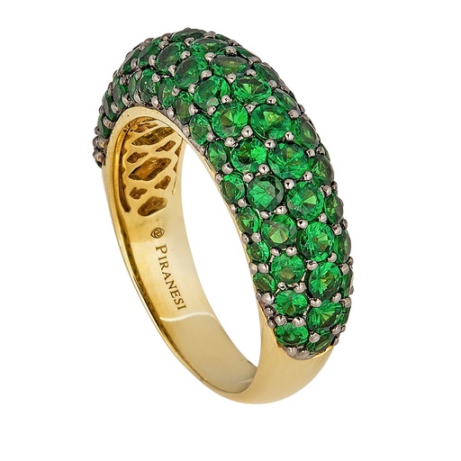 Yellow Gold Dome Small Ring - Tsavorite