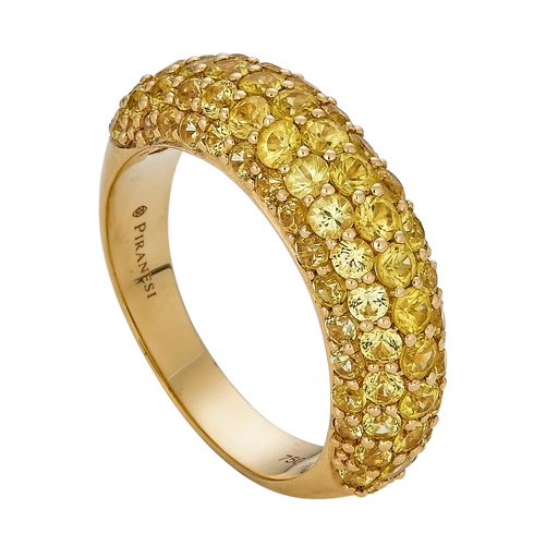 Yellow Gold Dome Small Ring - Yellow Sapphire