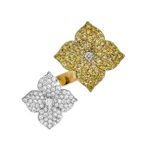 Yellow Gold Fiore Double Flower Ring - Yellow Sapphire