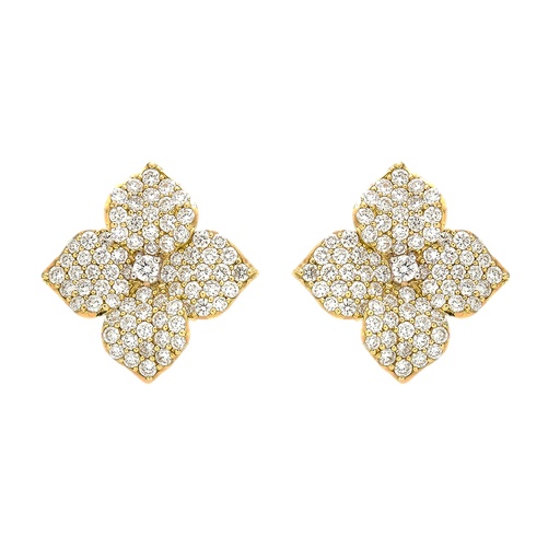[E4673-DIA/YG] Yellow Gold Fiore Large Flower Earrings