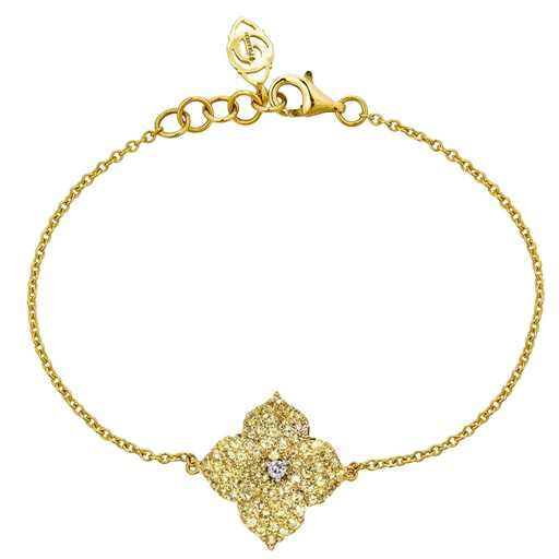 [B4520Y-YG] Yellow Gold Fiore Small Flower Bracelet - Yellow Sapphire