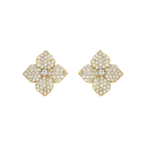 [E4514-DIA/YG] Yellow Gold Fiore Small Flower Earrings