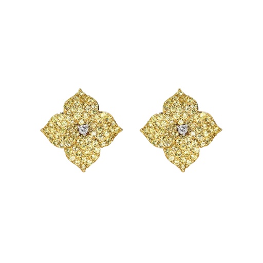 [E4514-YS/YG] Yellow Gold Fiore Small Flower Earrings - Yellow Sapphire
