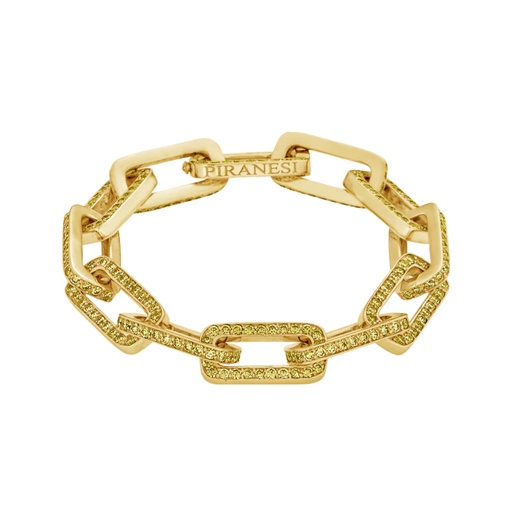 [B4296-Y] Yellow Gold Link Bracelet - Yellow Sapphire