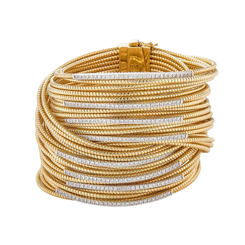 [B4418] Yellow Gold Oro Coil Bracelet Wide