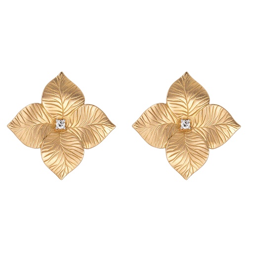 [E5179-YG] Yellow Gold Oro Fiore Large Flower Earrings