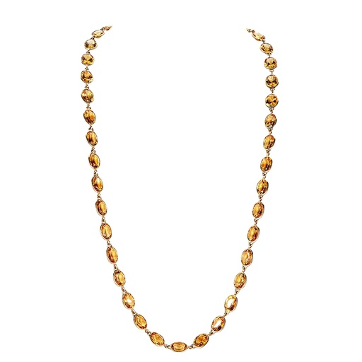 [N5735-CIT24] Yellow Gold Pietra Oval Chain Necklace - Yellow Citrine