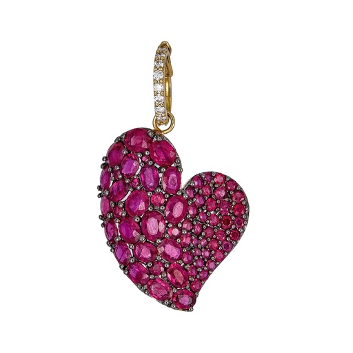 [P1450-R] Yellow Gold Wave Heart Large Pendant