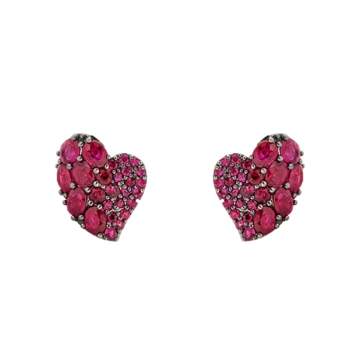 [E5017-RUB] Yellow Gold Wave Heart Small Earring