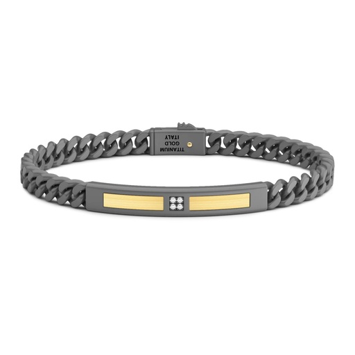 [ETB211] Zancan Bracelet In Titanium And 18Kt Gold With Diamonds