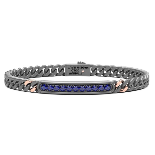 [ETB239R] Zancan Bracelet In Titanium, 18Kt Gold, And Blue Sapphires