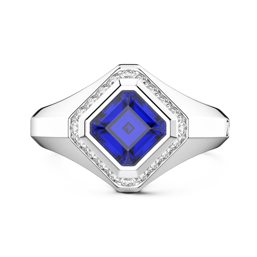 [UA025] Zancan Chevalier Ring In 18Kt Gold And Blue Sapphire