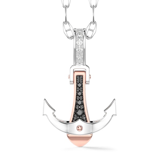 [EC295RB] Zancan Gold Necklace With Anchor Pendant And Diamonds