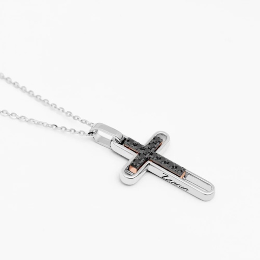 [EC818] Zancan Gold Necklace With Cross And Diamonds