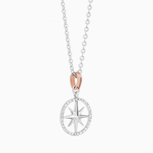 [EC629BR] Zancan Gold Necklace With Wind Rose Pendant And Diamonds