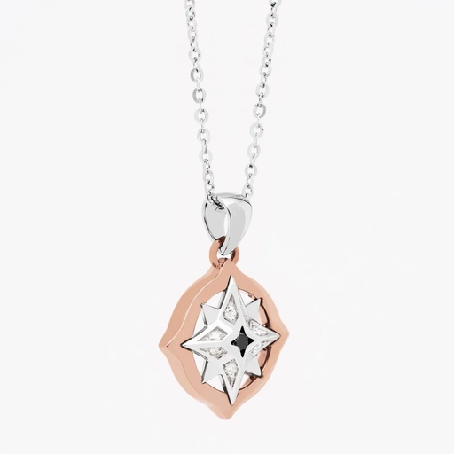 [EC733RB] Zancan Gold Necklace With Wind Rose Pendant And Diamonds