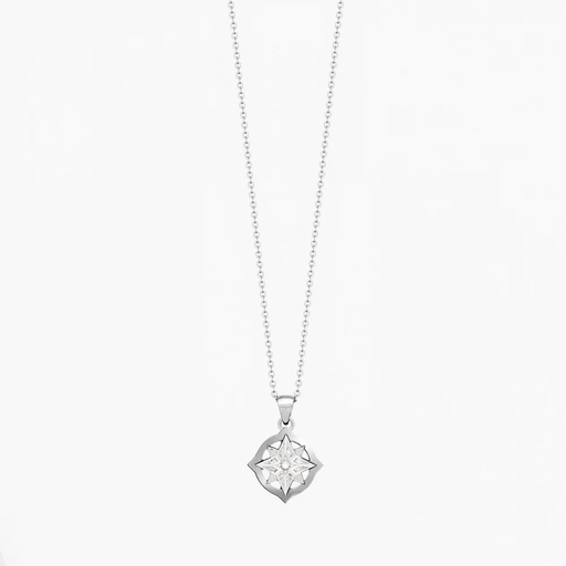 [EC734B] Zancan Gold Necklace With Wind Rose Pendant And Diamonds
