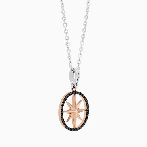 [EC630BR] Zancan Gold Necklace With Wind Rose Pendant And Diamonds
