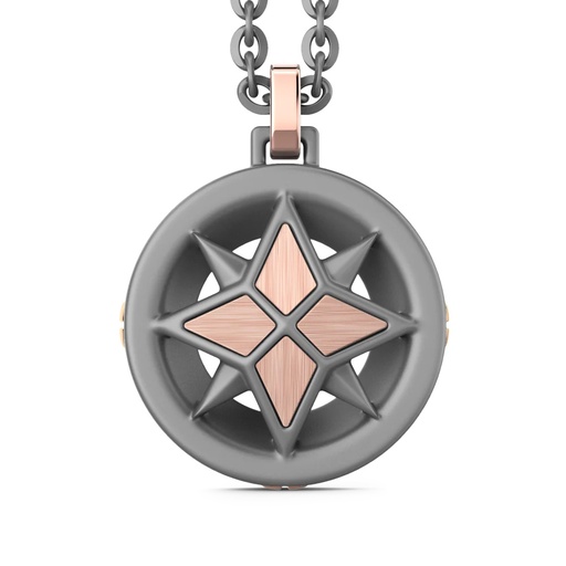 [ETC204] Zancan Necklace In Titanium And 18Kt Gold With Wind Rose