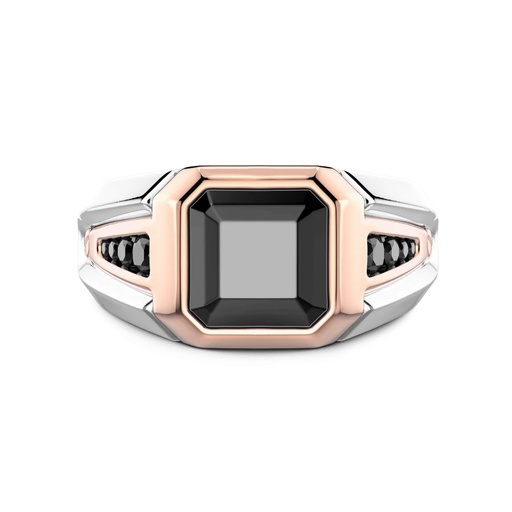 [EA384BR] Zancan Ring In 18Kt Gold With Black Diamond