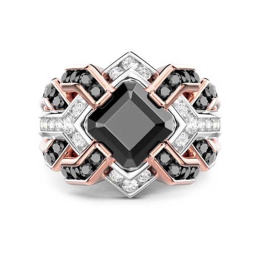 [EA393] Zancan Ring In 18Kt Gold With Black Diamond