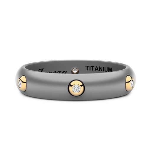 [ETA115] Zancan ring in titanium, 18kt gold and diamonds