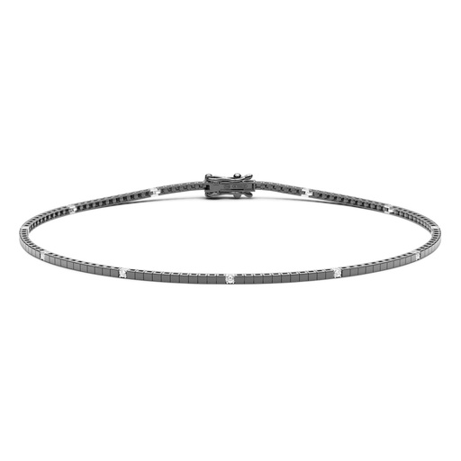 [ETU08N-008] Zancan Tennis Bracelet In 18Kt Gold With Black And White Diamonds
