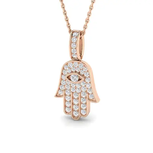 [BJP0134(WG)18-FVS2#4263] Diamond Hamsa Pendant - 2cm
