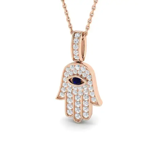 [BJP0134(BS-WG)18-1#4264] Diamond & Sapphire Hamsa Pendant - 2cm
