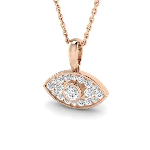 [SP5567(WG)18-FVS2#4266] Diamond Evil Eye Pendant - 1cm