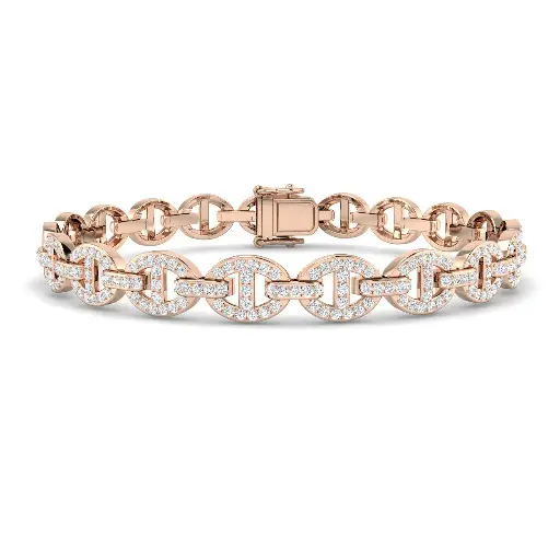 [SB2368(G)18-FVS2#4278] 7mm Full Pave Diamond Oval Link Bracelet