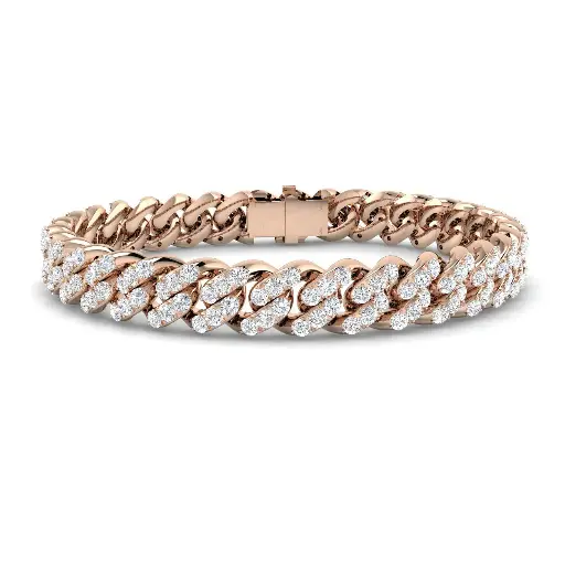 [SB2307(G)18-FVS2#4279] 8mm Full Pave Diamond Cuban Bracelet
