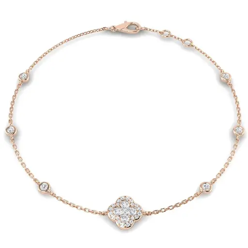 [SB2604(G)18-FVS2#4281] Lucky Clover Diamond Bracelet