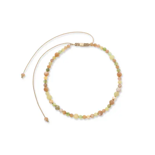 [D224422#4284] Yellow Gold Diamond & Mixed Semi Precious Coker Necklace