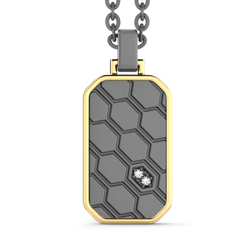 [ETC237-55] Zancan Titanium, 18Kt Gold & Diamond Necklace
