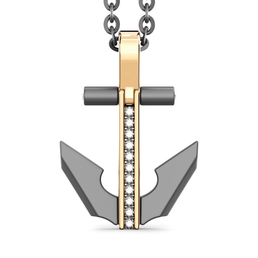 [ETC232G-55] Zancan Titanium, 18Kt Gold & Diamond Necklace