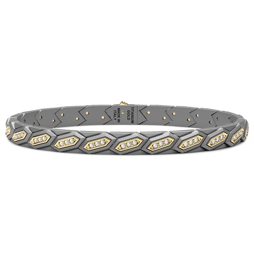 [ETB230G] Zancan Titanium, 18Kt Gold & Natural Diamond Bracelet