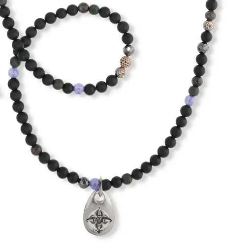 [D225815#4307] 6mm Non-Braided Shamballa Necklace with Dogtag Pendant
