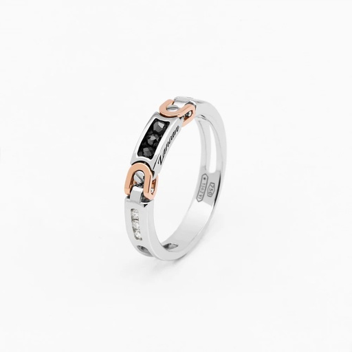 [EA374BR] Zancan White And Rose Gold Ring With Diamonds