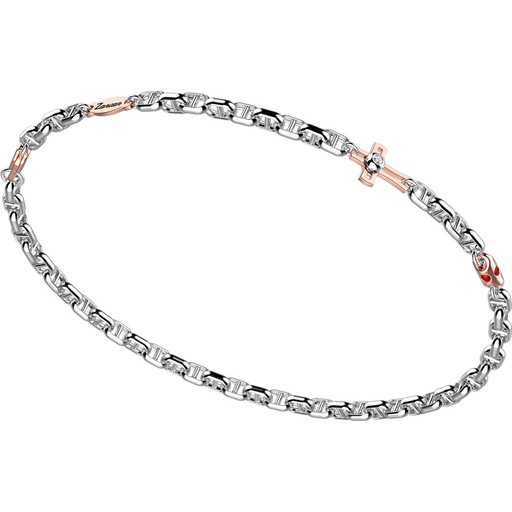 [EB903BR-ZB] Zancan White Gold Bracelet With Diamonds And Cross