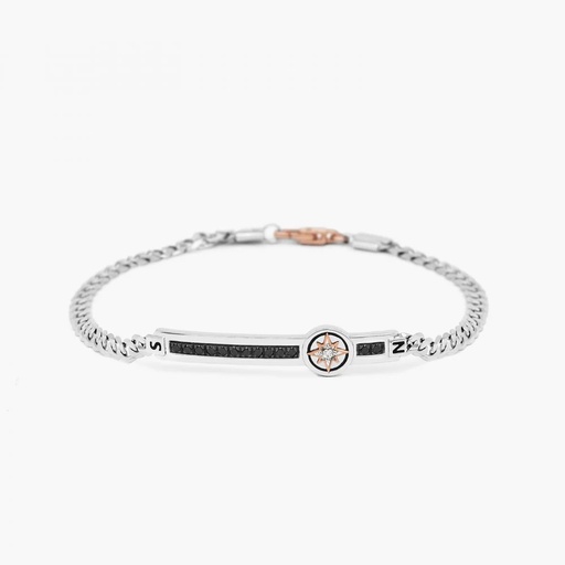 [EB670BR] Zancan White Gold Bracelet With Diamonds And Wind Rose