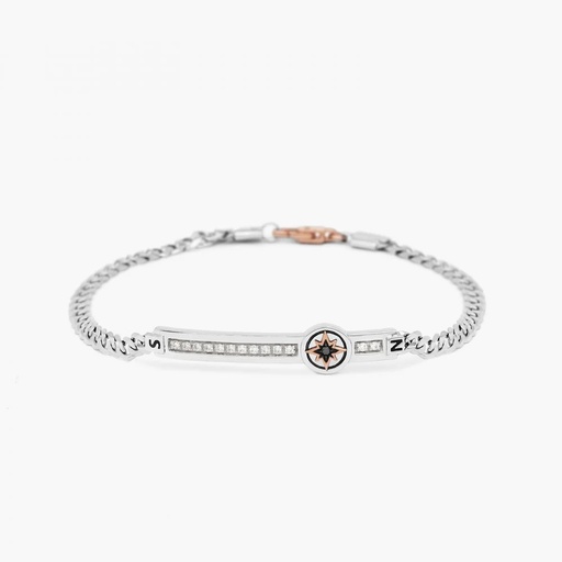 [EB669BR] Zancan White Gold Bracelet With Diamonds And Wind Rose