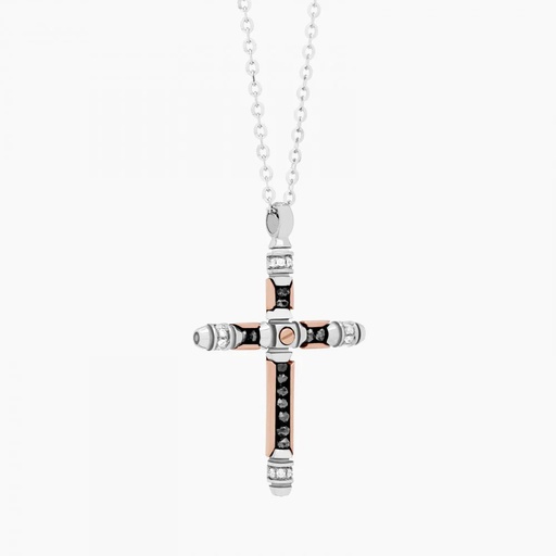 [EC413] Zancan White Gold Necklace With Cross And Diamonds