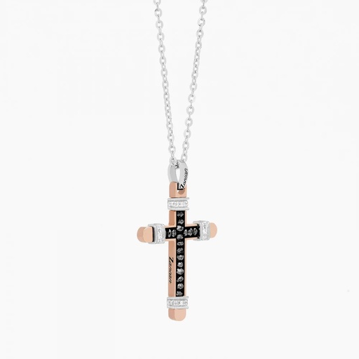 [EC524-RB] Zancan White Gold Necklace With Cross And Diamonds