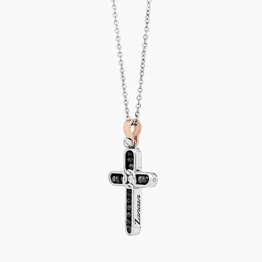 [EC889BR] Zancan White Gold Necklace With Cross And Diamonds