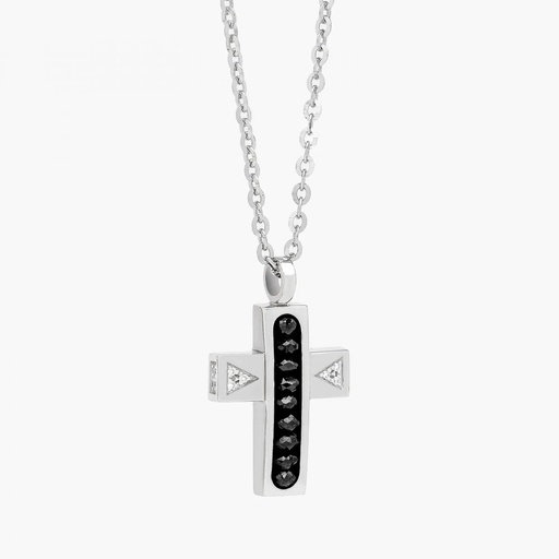 [EC148] Zancan White Gold Necklace With Cross And Diamonds