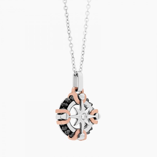 [EC893BR] Zancan White Gold Necklace With Iconic Wind Rose